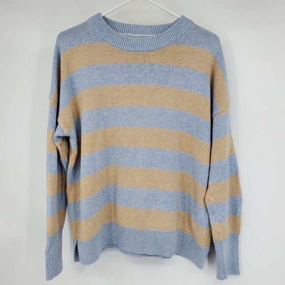 Vineyard Vines Blue Striped Knit 5% Yak Crewneck Pullover Women's Sweater Medium - Picture 1 of 10